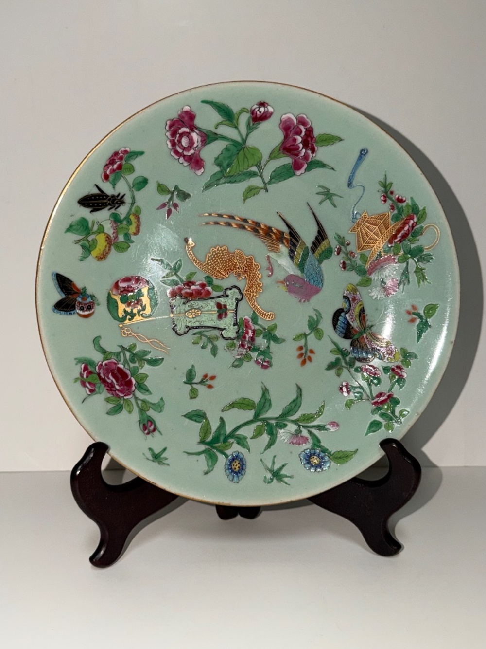 Antique Chinese Celadon Medallion Decorative Plate